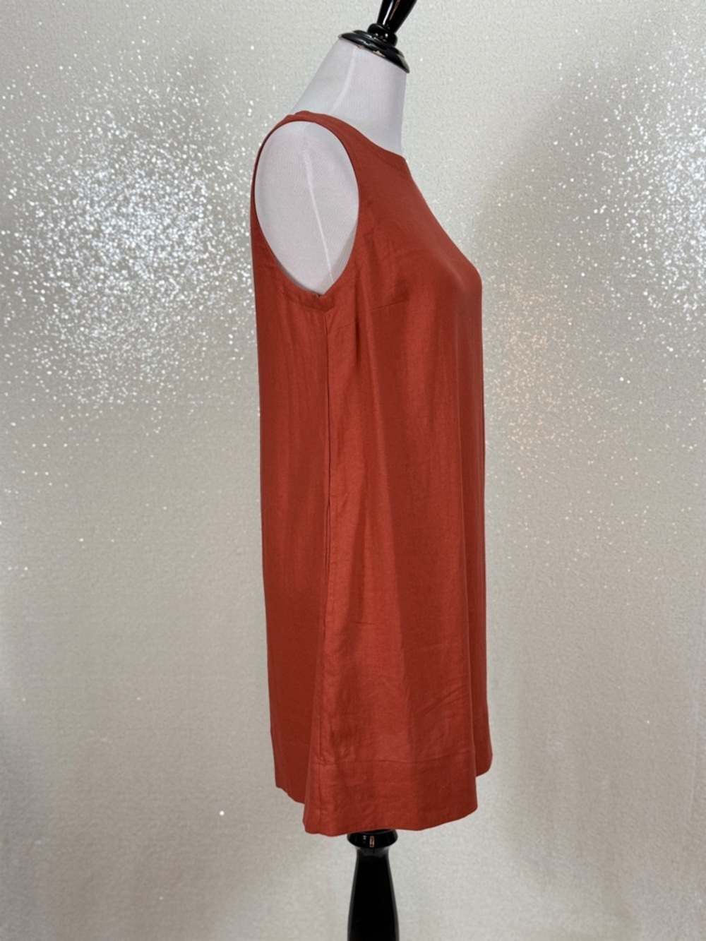 Old Navy Linen Blend Tank Dress Small Rust Orange Sleeveless Shift Dress - Picture 6 of 10